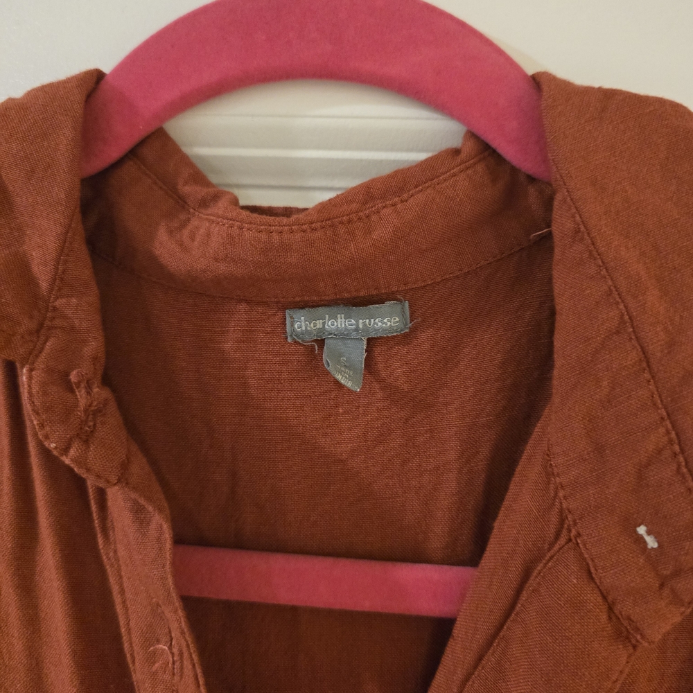 Rust Button-Up Shirt Dress - Picture 2 of 4